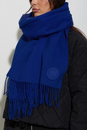 Canada Goose Wool Scarf With Fringes, Unisex, Navy Blue