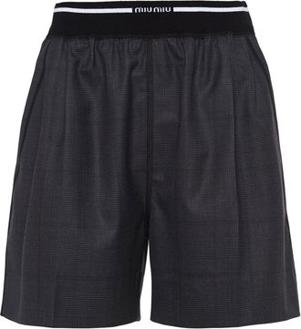 Miu Miu Glen plaid-check shorts - women - Wool - 38 - Black