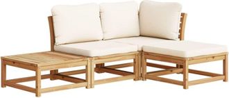 vidaXL Vidaxl - Set De Muebles De Jard&iacute;n 4 Pzs Y Cojines Madera Maciza Acacia
