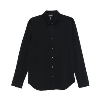 Emporio Armani Casual overhemd - Heren - Casual Overhemden - Blauw - L - Katoen - Overhemden