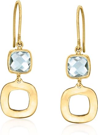Canaria Canaria Sky Blue Topaz Geometric Drop Earrings in 10kt Yellow Gold