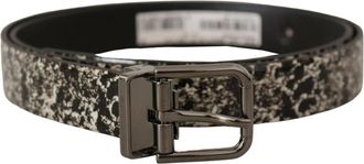 Dolce & Gabbana Marmerprint Leren Grijze Logo Riem - unisex - Riemen - Zwart - ONE Size - Leer - Accessoires