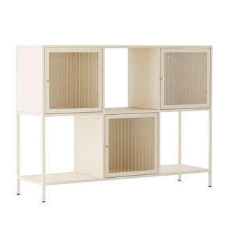 Oviala Aparador met&aacute;lico de 3 puertas, 120 cm, crudo