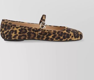 Gianvito Rossi leopard print suede front strap ballerina shoes