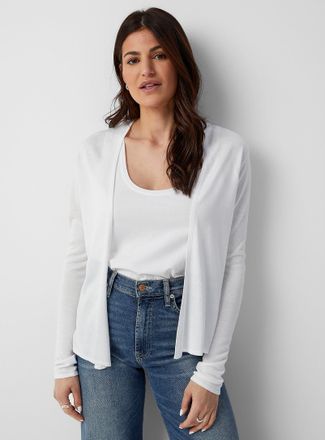 Contemporaine Womens Fluid-knit open-front Cardigan Sweater