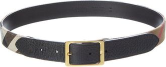 Burberry Check Canvas & Leather Belt