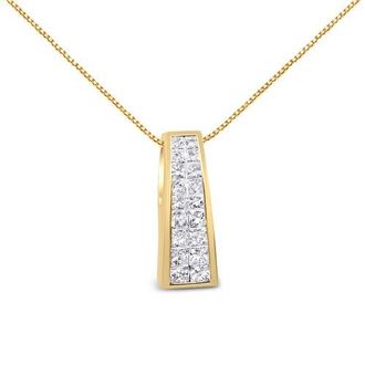 House of Brilliance 14K Yellow Gold 1 1/2 cttw Princess Cut Diamond Greek Column Pendant Necklace at Nordstrom