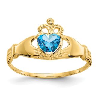 Diamond2Deal 14k Yellow Gold Cubic Zirconia Claddagh Heart Ring