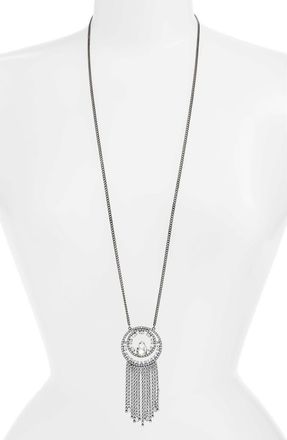 Cristabelle Circle Fringe Pendant Necklace in Clear/hematite at Nordstrom