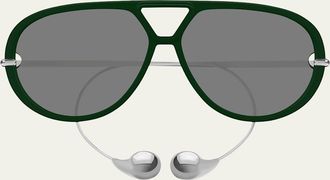 Bottega Veneta Geometric Acetate & Metal Alloy Aviator Sunglasses