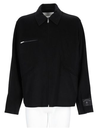 Maison Margiela Wool Black Jacket With Classic Collar And Zippered Pockets