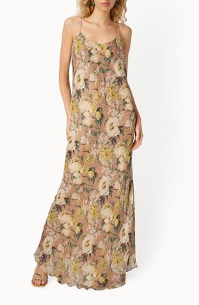 Cami NYC Luanna Metallic Chiffon Maxi Dress in Morning Flourish at Nordstrom, Size Xx-Small