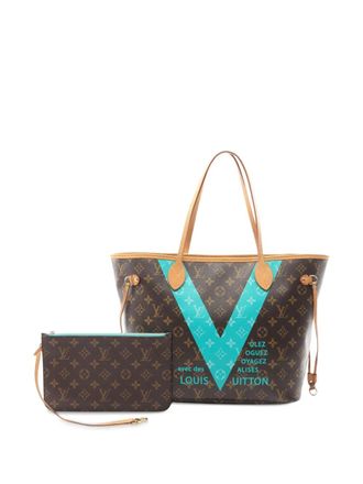 Louis Vuitton 2015 Monogram V Neverfull MM tote bag - women - Fabric - One Size - Brown