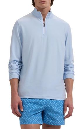 Bugatchi M&eacute;lange Quarter Zip Pullover in Vista Blue at Nordstrom, Size Xxx-Large