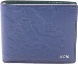 MCM Leather Bifold Wallet Blue/Green