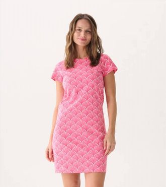 Hatley Crew Neck T-Shirt Mini Dress In Coral Fans