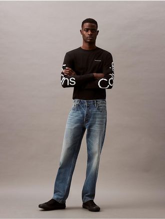 Calvin Klein Jeans Calvin Klein Mens Vertical Logo Classic Crewneck T-Shirt - Black - XS