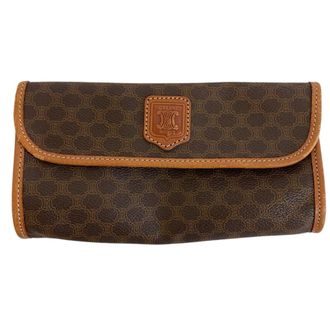 Celine Macadam Brown Pvc Leather Clutch Bag Pouch (Pre-Owned)
