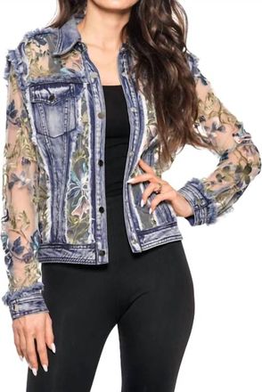 ADORE Denim Lace Jacket With Embroidery In Blue Multi