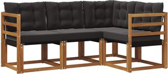 vidaXL Conjunto De Sof&aacute;s De Exterior 4 Uds. Natural Y Negro Vidaxl