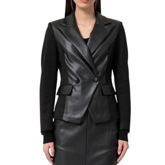 Fracomina Leather Jackets, female, Black, Size: M Giacca
