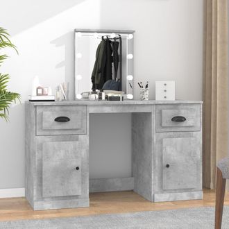 Berkfield Home Dressing Table with LED Concrete Grey 130x50x132.5 cm