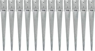 vidaXL Picas De Tierra 12 Uds Acero Galvanizado Plateado 10x10x76 Cm