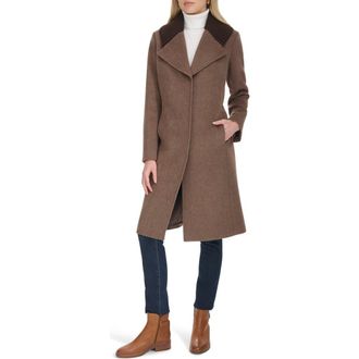 Cole Haan Slick Shawl Lapel Mixed Media Wool Blend Coat in Portobello at Nordstrom, Size 4