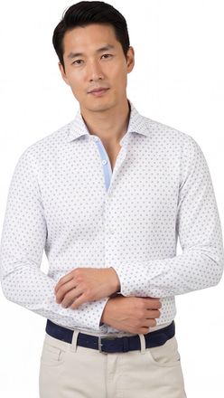 John Miller overhemd John Miller wit geprint stippen tailored fit