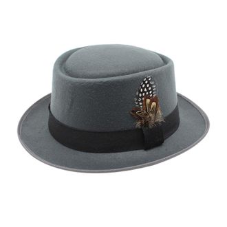 Generic 2025 Oktoberfest Unisex Wool Fedora Hat with Feather Classic Flat Top French Style Cap for Oktoberfest Celebrations Mens Shade Hat (Grey, One Size)