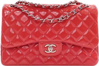 Chanel Borsa a spalla Jumbo Classic Double Flap con finitura lucida 2014 - Rosa