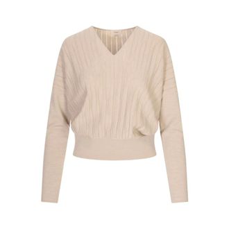 Agnona Scollo A V Manica Lunga Crystal - female - Agnona - Cashmere Knitwear - Brown - M - Knitwear