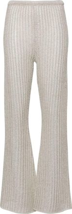 Forte_Forte crochet-knit palazzo trousers - women - Polyester/Linen/Flax/Metallic Fibre/Polyamide/Elastane - II - Neutrals