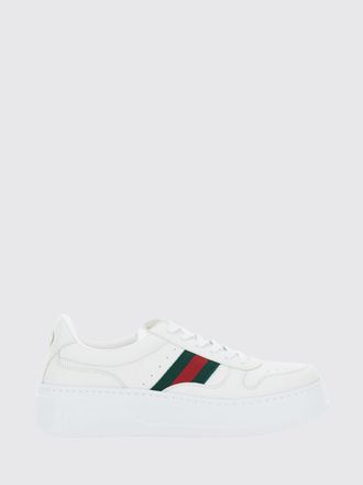 Gucci Sneakers basse in pelle bianca con nastro Web e suola platform