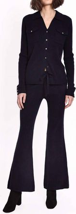 Minnie Rose Viscose Blend Flared Pants In Black