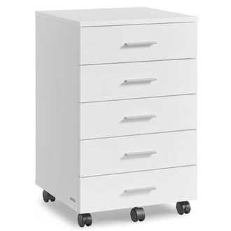 Vasagle Archivador m&oacute;vil con 5 cajones para oficina de color blanco