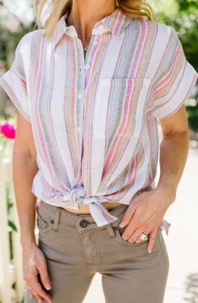 Velvet Heart Edison Button Up Shirt In Stripe