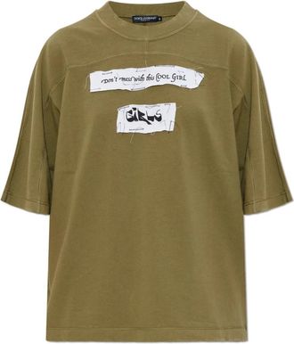Dolce & Gabbana T-shirt met een vintage effect - Dames - T-shirts - Groen - XS - Katoen - Tops