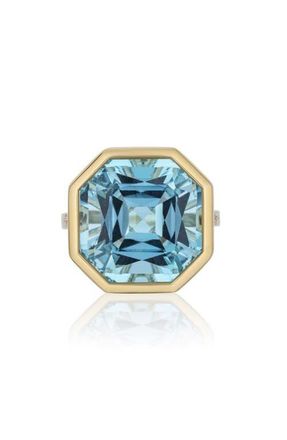 Goshwara Gossip Octagon Cut Stone & Pav&eacute; Diamond Ring in Pale Blue at Nordstrom, Size 7