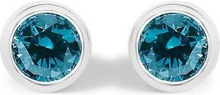 House of Brilliance 14K White Gold 1/2 Cttw Bezel Set Lab Grown Blue Diamond Solitaire Stud Earrings at Nordstrom