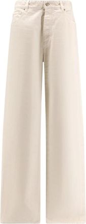 Balenciaga Witte Distressed Zoom Losse Fit Broek - Dames - Wijde Broeken - Wit - S - Katoen - Broeken