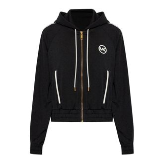 Michael Kors Sweatshirt Met Geborduurd Logo - Dames - Vesten met rits - Zwart - XL - Polyester - Hoodies & sweatvesten