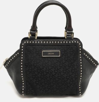 DKNY Dkny Donna Karan Black Canvas And Leather Satchel