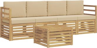 vidaXL Conjunto De Sof&aacute;s De Exterior 5 Uds. Y Beige Poli&eacute;ster Vidaxl