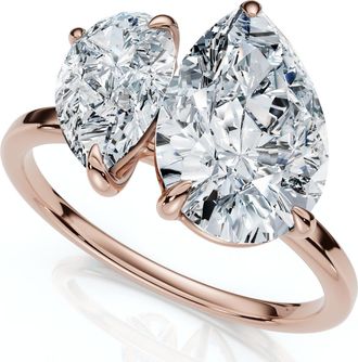 Pompeii3 3Ct Toi Et Moi Pear Shape Diamond Ring 14k Gold Lab Grown