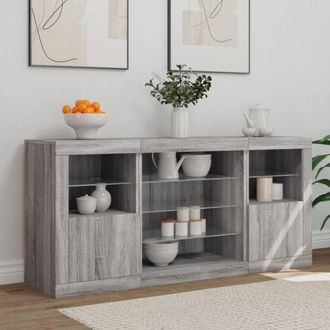 Berkfield Home Sideboard with LED Lights Grey Sonoma 142.5x37x67 cm
