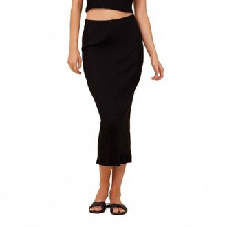 La Made Slim Rib Midi Skirt In Spanish Villa