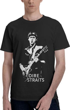 Generic Mens Straits Rock Band Dire Cotton T-Shirts Classic Crewneck Short Sleeves Simple&Versatile Daily Commute Essential Black XL