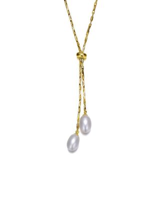 Rachel Glauber 14K Plated 6-10Mm Faux Pearl Y Necklace