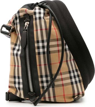 Burberry Borsa a tracolla Sailing Sling Bag piccola in tela con motivo House Check 2000-2017 - Marrone